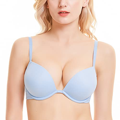Image of Wingslove Women's Push Up Bra Deep V Plunge Underwire T-Shirt Bra Multiway 2 Cups Up