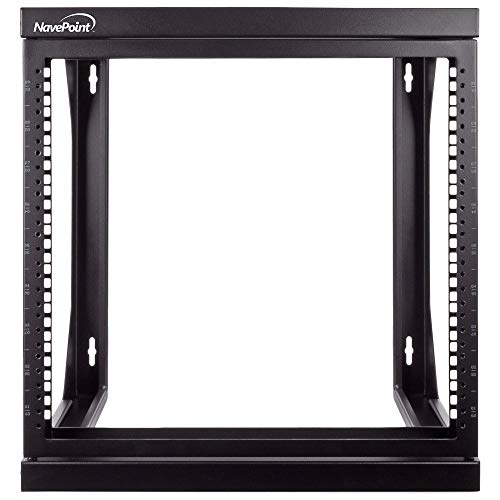 Navepoint 9U Open-Frame Server Rack For 19" It Network Equipment & A/V Devices Free Standing Or Wall Mount With 180 Degrees Gate Swing, Black #TOP1