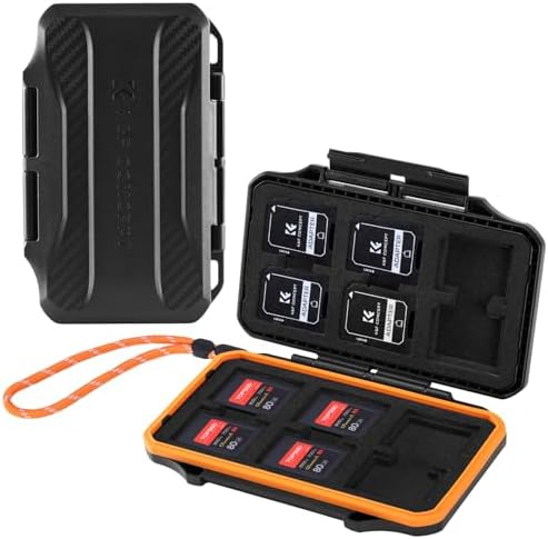 K&F CONCEPT Estuche para Tarjetas de Memorias，Funda para Tarjetas de Memoria con 24 Ranuras，Resistente al Agua, Antigolpes, para 12 x Tarjetas SD + 12 x Tarjetas CFE A