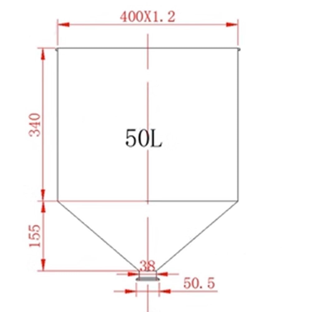 Anpassbarer 2L-80L Inless Steel Brewing Hopper, hygienischer Tri Clamp Dosier-Futterspender für Flüssigkeit und Pulver, Sanitär-Biertrichter, 50L Hülsengröße