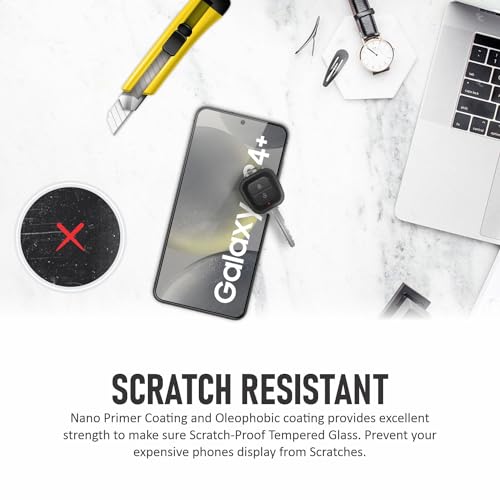 Image of SupCares Tempered Glass for Samsung Galaxy S24 Plus (6.7 Inch) With Installation Kit | Military-Grade Gorilla Screen Protector | Edge to Edge Coverage | Black