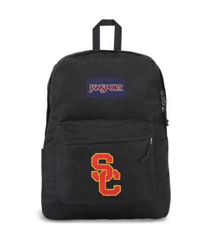 Image of JanSport NCAA Officially Licensed Backpack, USC Trojans, Superbreak Plus with Padded 15'' Laptop Sleeve, Spacious Computer Bag for Men & Women, Durable Daypack with Bottle Pocket, Black