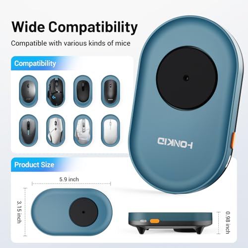 Image of HONKID Undetectable Mouse Mover Jiggler with ON /Off Switch and USB Port Drive-Free,Simulate Physical Automatically Mouse Movement,Prevent Computer Laptop Inactive /Lockdown(Light Blue)