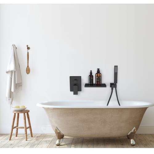 Azos Bath Spout Wall Mounted Waterfall Bathtub Faucet High Flow Tub Spout Shower Attachment, Multiple Uses Bathroom Sink And Tub Fixtures, Black Tub Spout Adapter #TOP3