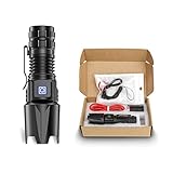 RECARGABLE: nuestra linterna superbrillante admite 2 tipos de batería: 1 batería recargable o 1 batería CR123A (no incluye batería). Carga rápidamente la linterna con el cable de carga USB incluido. (Con indicador de batería)