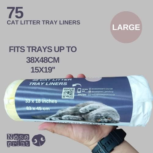 Pack of 75 Cat Litter Tray Liners Scratch Resistant Bags For Cat Litter BoxCat litter box liners fits trays up to 38x48cm - with drawstrings - Litter Tray Liner - Cat Litter Bags -Medium to large (75)