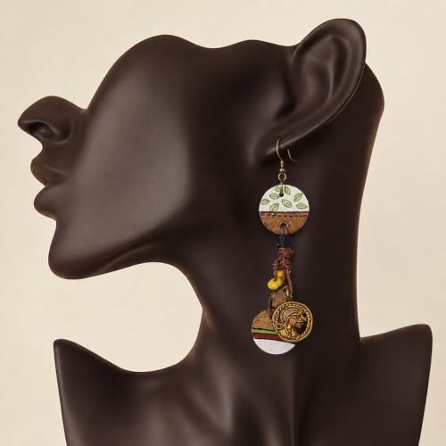 Image of Handcrafted Boho & Tribal Earrings for Women - Wooden, Brass & Terracotta Statement Designs in Drop, Hoop, Loop & Dangle Styles