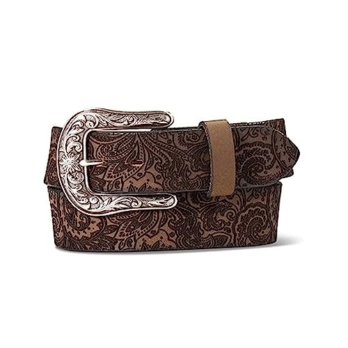 ARIAT Women's Paisley Lasercut Leather Belt, Brown, Medium