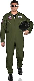 Amscan Adult Unisex Top Gun Maverick Flight Costume Set - Plus XXL (48-52), 1 Set -High-Quality Olive Green Jumpsuit - Comfortable & Stylish Perfect for Costume Parties & Themed Events