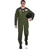 Adult Unisex Top Gun Maverick Flight Costume Set - Plus XXL (48-52), 1 Set -High-Quality Olive Green Jumpsuit - Comfortable & Stylish Perfect for Costume Parties & Themed Events