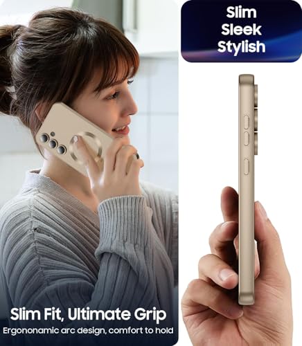 Image of DIZORO Samsung S25 fe Case, Compatible with Mag Safe Back Cover, Matte Luxury Metallic Luster Flexible TPU Wireless Charging Shockproof Case with Camera Protector (Metallic Silver)