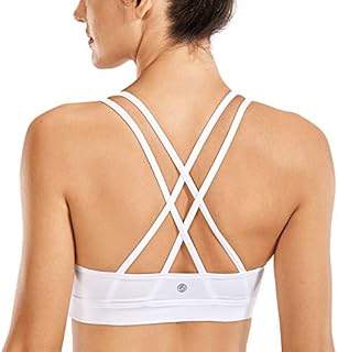 CRZ YOGA Damskie Biustonosze Sportowe Na Ramiączkach - Usztywniany Bezprzewodowy Biustonosz Do Jogi Criss Cross Back Workout