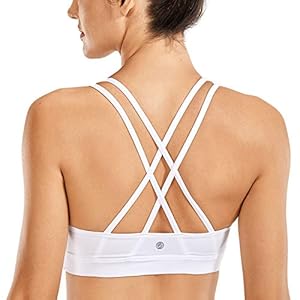 CRZ YOGA Women’s Strappy Sports Bras Fitness Workout Padded Yoga Bra Criss Cross Back