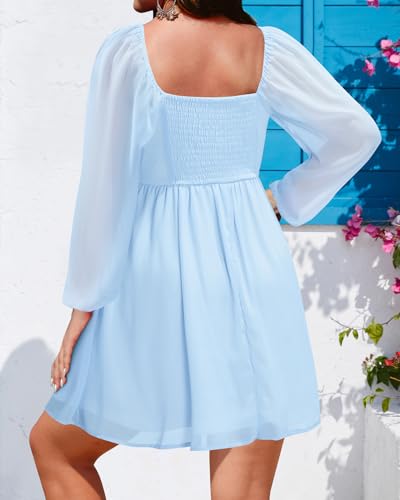 Image of Pinup Fashion Plus Size Graduation Homecoming Chiffon A-line Short Dress | Chiffon, sweetheart neck, square back neckline, ruched front bust, A-line short dress, suitable for graduation, homecoming