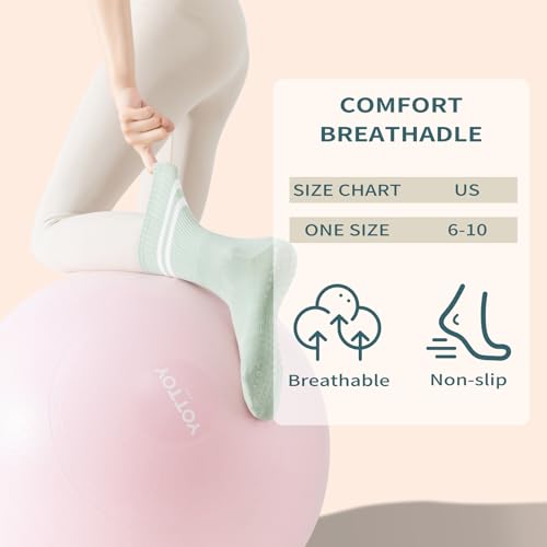 Image of GUUNIEE Pilates & Yoga Socks for Women with Non-Slip Grip for Barre, Ballet,Hospital & Barefoot Workout 2 /4 Pairs Breathable