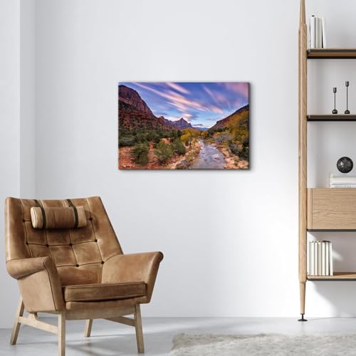 Image of Nature Mountain Landscape Wall Art Western Wall Decor for Living Room Desert Canyon Cliff Pictures Utah National Park Scenery Painting Canvas Prints Rock Mountain Poster Artwork Home Decoration 16x24 inch