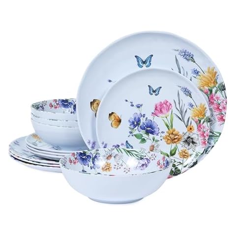 Lechoo 12 Piece Floral Dinnerware Set Cover
