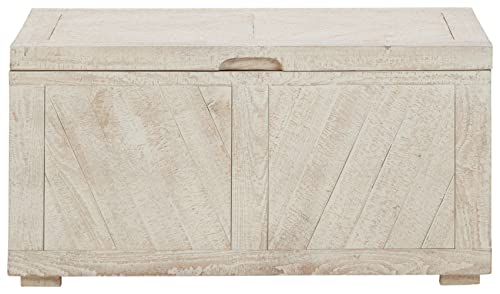Signature Design By Ashley Ryker Modern Rustic Storage Trunk Or Coffee Table, Whitewash #TOP3