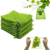 50 Stück Traubenschutzbeutel aus Organza mit Zugband 17x23 cm | Wiederverwendbare Traubensäckchen Fruchtschutzbeutel für Weintrauben und Obst zum Schutz vor Insekten, Vögeln und Wühlmäusen