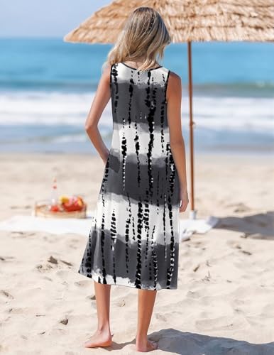Image of Zeagoo Womens Summer Midi Dresses 2026 Casual Sleeveless Tank Sundresses A Line Crewneck Beach Vacation Dress with Pockets