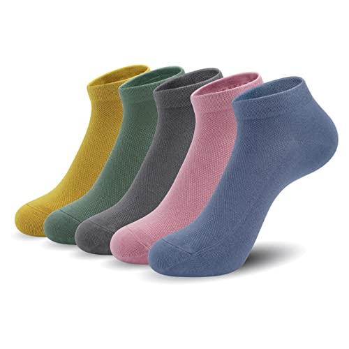 Image of SERISIMPLE Ultra-Thin Comfort Viscose Bamboo Mesh Ankle Socks for Women -Breathable Lightweight Low-Cut Socks 5 Pairs