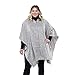 Le Moda Ladies Full Zip Knit Fleece Kangaroo Pocket Poncho One Size