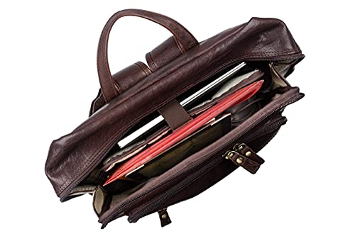Zinda Genuine Leathers Large Unisex Backpack Top Zip Multiple Pockets Satchel Overnighter Travel 13” Laptop Bag (Brown) #TOP4
