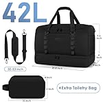 ETRONIK Travel Bag for Men Women, Duffle Bag & Gym Bag with Shoe Compartment, Weekender Overnight Bag with Toiletry Bag, Carry on Bags for Airplane for Travel, Trip, Gym, Yoga, Black - Image 2