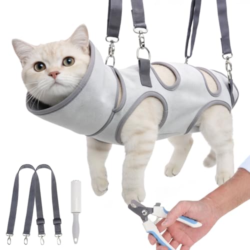 BEAUTYZOO Cat Grooming Hammock Harness for Cats Small Dogs-Self-Adherent Wrap…