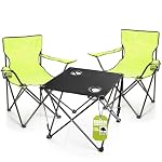 BigDean – BigDean 2X Campingstuhl mit Campingtisch faltbar Neon Grün S