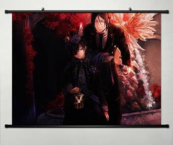 Anime Black Butler Home Decor Wall Scroll Poster Fabric Painting Sebastian Michaelis / Ciel Phantomhive 23.6 x 17.7 Inches-083