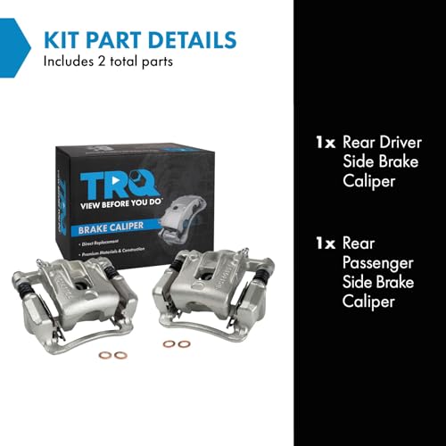 Image of TRQ Rear Brake Caliper Set Zinc Coated Brackets Compatible with 2008-2010 Hyundai Sonata