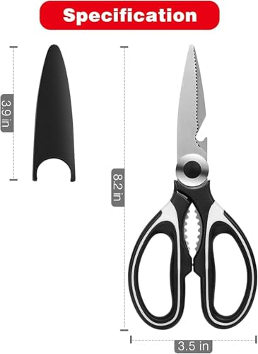 Image of ZISTA Multi Purpose Made In Japan Kitchen Scissors, food scissors,Premium Stainless Steel Solid Kitchen Shears for Meat, Seafood, Chicken, Vegetables, Herbs, BBQ, Bottle Opener
