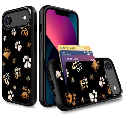 wiaekosef for iPhone Air Case,Wallet Case Credit Card Holder Dual Layer Hybrid Shockproof PC + TPU Case Cover for iPhone Air 6.5" 2025,Cute Dog Paw Prints