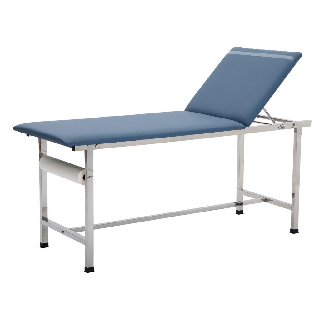 Vivacomfort Exam Table with Paper Towel Roll Dispenser - Medical Treatment Tables - Adjustable Physical Therapy Patient Examination Bed, Durable, Low Maintenance and Holds Up to 440 Lbs (Blue)