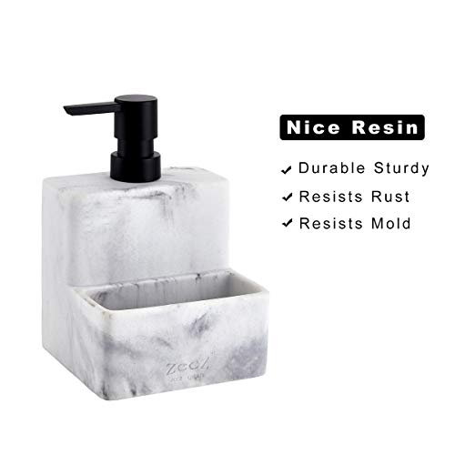 Zccz Soap Dispenser With Sponge Holder, Marble Look Liquid Hand And Dish Soap Dispenser Pump Bottle And Sponge Holder 2 In 1 For Kitchen Sink Bathroom Counter Storage And Organization #TOP4