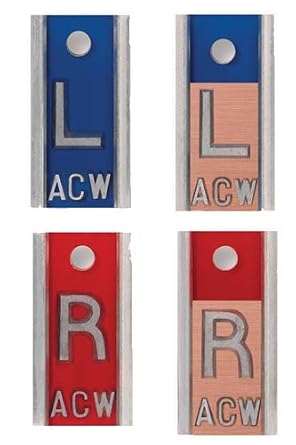 X-Ray Markers Aluminum - Blue/Red, Copper Filtered, 2 Left & Right Sets, 1/2" Lead Letters "L" & "R"