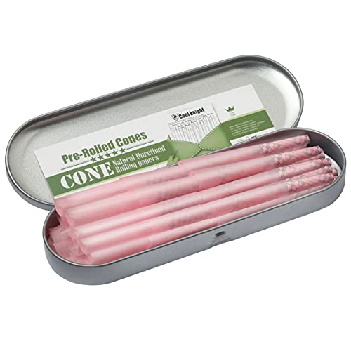 COOL KNIGHT 30PCS Pre Rolled Cones 1 1/4 Size Organic Cigarette Rolling Papers with Tips-Pink