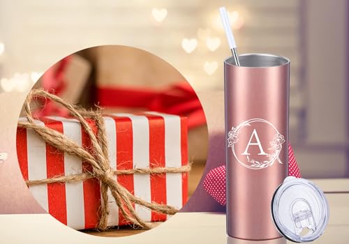 AMZUShome Personalized Tumbler Cup with Initials.Cup with Letter A 20oz Skinny Tumbler.Personalized Travel Monogram Letter Coffee Mug Gifts.Custom Initial Tumbler gifts for Women Birthday Christmas. by AMZUShome - Image 5