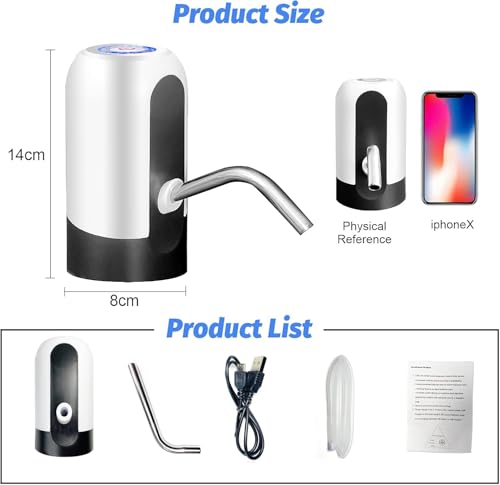 Image of Automatic Wireless Water Dispenser Pump for 20 Litre Bottle, USB Rechargeable Portable Water Can Dispenser for Home,Office,Easy One-Touch Operation,6 Months Warranty-White