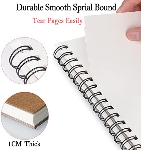 Mamowla Drawing Pad A4 Sketchbook, Spiral Bound Sketchbook for Children Adults with Durable Hardboard, 120 GSM Drawing Paper A4 with Acid Sketch Pad 60 Pages