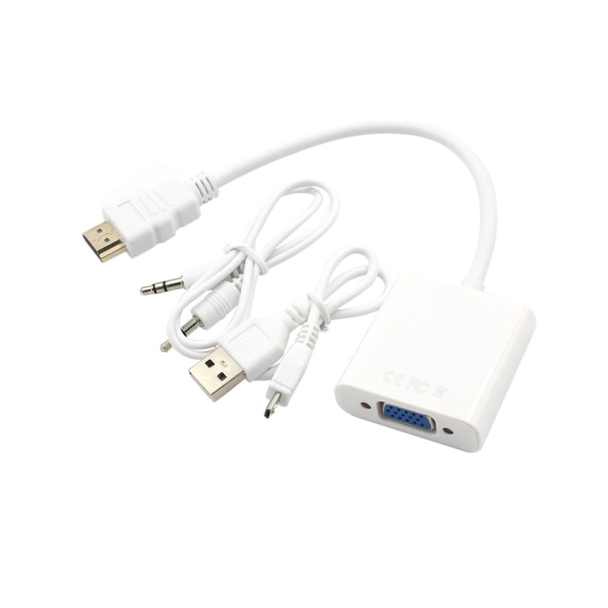 KICHOUSE VGA Adapter White with Built USB Charging 1080P Resolution No Driver Needed