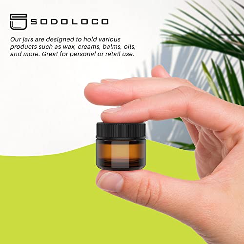 (200 Pack) 5Ml Thick Amber Glass Jars With Black Lids - Airtight Containers For Oil, Lip Balm, Cosmetic, Creams, Wax - Small Size Refillable Jars Great For Travel, Samples, Skincare & More #TOP5