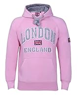 Excellent quality London England Union Jack Pullover Hoodie by Itzu Super comfortable hoodie featuring drawstrings, a double lined contrasting hood, and kangaroo style pouch front pockets London, Union Jack flag, and England Embroidery on front and s...