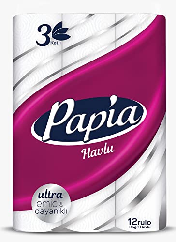 Havlu, 3 Katlı Ultra Emici & Dayanıklı 12'li Kağıt (1 x 12 Rulo)