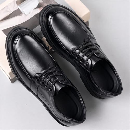 Men's Genuine Leather Dress Shoes Fall Lace Up Business Formal Chunky Sole Round Toe Top Grain Cowhide Casual Oxfords3