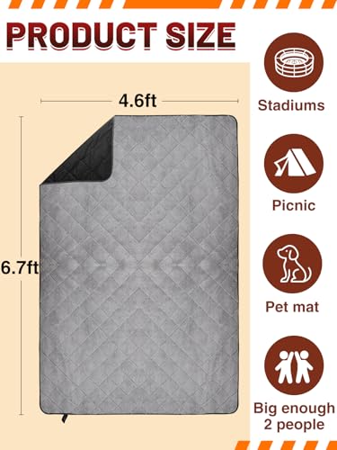 Aulock 55\'\'W x 80\'\'L Warm Outdoor Stadium Blanket Waterproof - Portable & Windproof Black Blanket with Sherpa Fleece Lining for Camping Winter Cold Weather