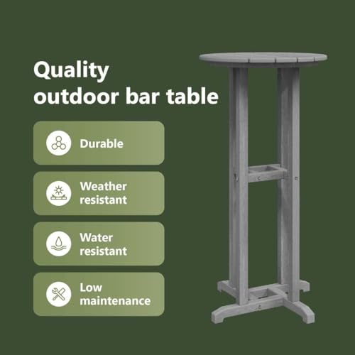 Table de bar en polyéthylène robuste surface durable grise ronde 107 cm - 5