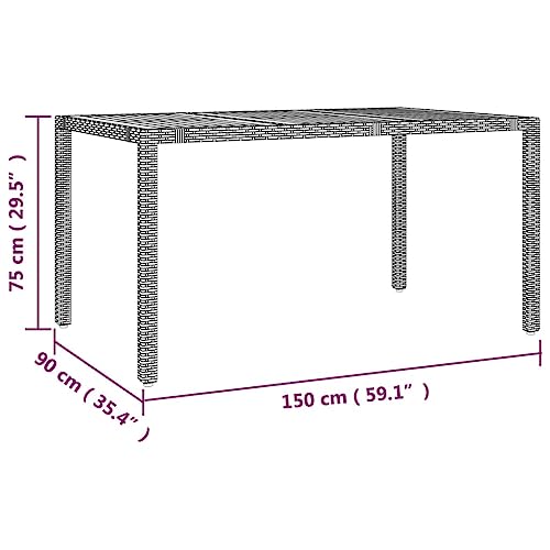 Mesa de jardín resistente a la intemperie de madera y ratán 150x90cm 3