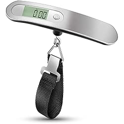 Amazon.com: Báscula de equipaje, báscula de equipaje digital portátil para  viajes, báscula de peso de maleta con pintura de goma, sensor de  temperatura, 110 libras, batería incluida : Ropa, Zapatos y Joyería